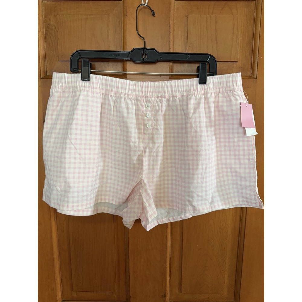 Women's Zoe + Liv Light Pink Gingham Graphic Pull-On Shorts Size XXL NWT Cotton